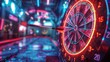 © growth.ai - a vibrant, neon-lit dartboard with a dart hitting the bullseye under futuristic lighting, creating an electrifying scene of precision