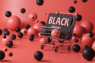 Wall Mural - black friday sale banner in realistic 3d by generative ai