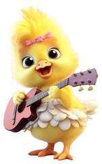 Sticker - PNG Cartoon guitar animal bird.