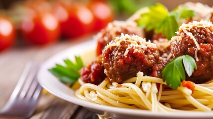 Sticker - spaghetti with meatballs and tomato sauce pasta