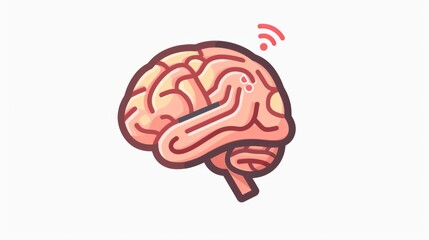 Poster - A cartoon style human brain icon with sensors isolated on a white background serves as a visual representation of research