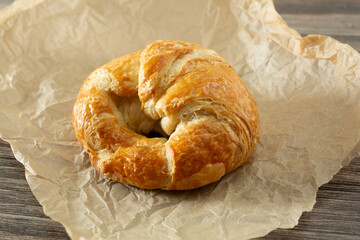 Wall Mural - A view of a croissant pastry.