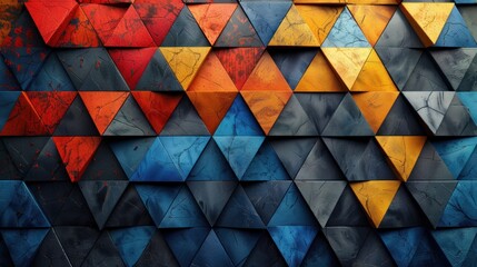 Canvas Print - Abstract Geometric Pattern with Colorful Triangles