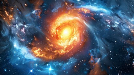 Wall Mural - galaxy with swirling star vortex, cosmic phenomenon.