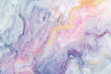 Sticker - A soft pastel abstract painting featuring swirls and blends of purple, yellow, and white colors, A soft pastel marble background with a subtle marbling effect