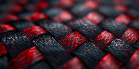 super macro photo of Abstract carbon textured pattern on black background, dews, accented with fine burgundy details, 2:1, banner, landing page