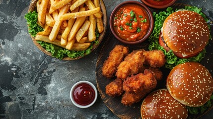 Sticker - Fast Food Feast: Burgers, Fries, Chicken Tenders and Dips