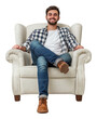© Rawpixel.com - Happy man sitting on the armchair furniture footwear portrait.