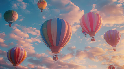 Colorful hot air balloons in sky