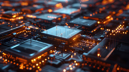 Wall Mural - quantum computer concept with cpu processor quantum qubit intelligent computing technology