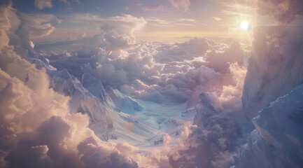 Wall Mural - top of Mountain dramatic sky clouds 