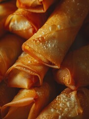 Wall Mural - Close-up shot of crispy fried foods, suitable for use in recipes, advertisements, or editorial content