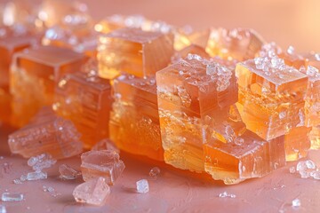 Wall Mural - A detailed image of a rock candy stick, showing the sugar crystals glistening in the light.