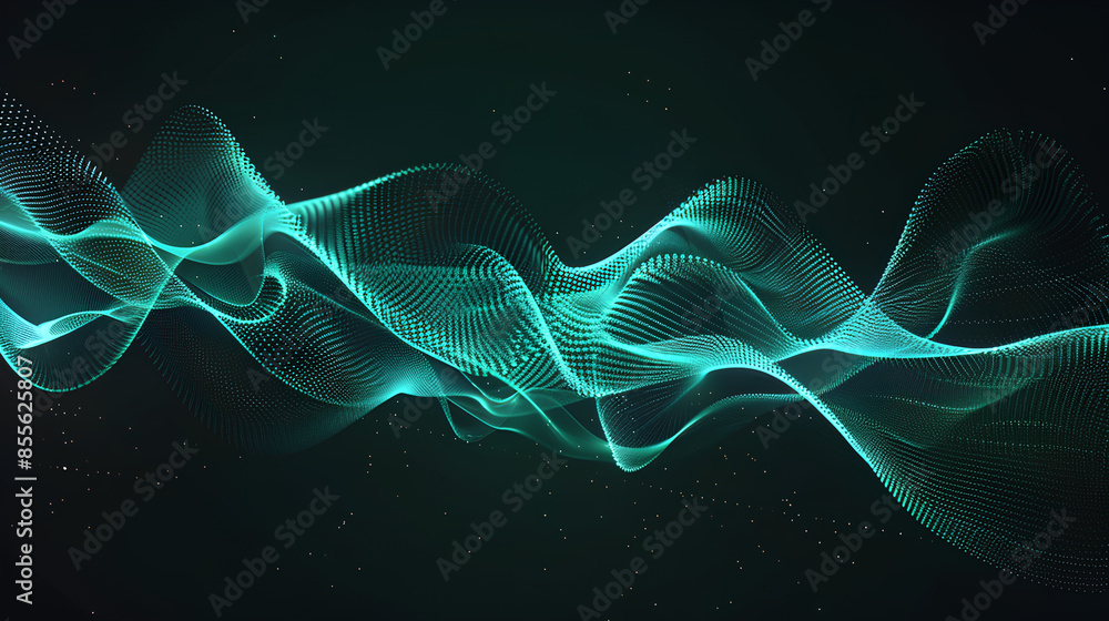 Vector abstract light lines wavy flowing dynamic in blue green colors ...