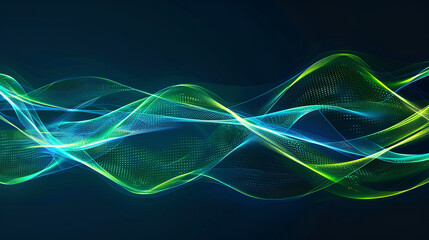 Wall Mural - vector abstract light lines wavy flowing dynamic in blue green colors isolated on black background f