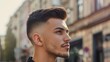 © Plaifah - A close-up of a man with a trendy fade haircut and styled with pomade, looking sharp and modern