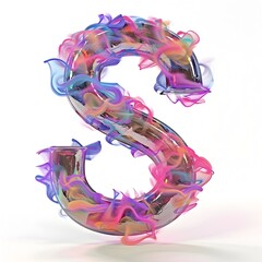 Vibrant 3D Prism Mist Crafting the Letter S in Whimsical Display
