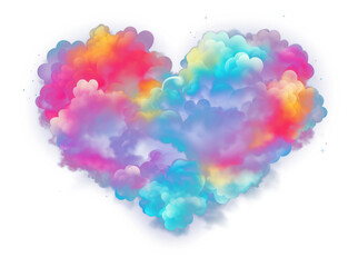 Sticker - PNG Colorful heart nature cloud black background.