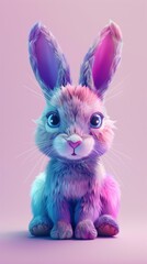 Wall Mural - A digital painting of a rabbit sitting on the ground