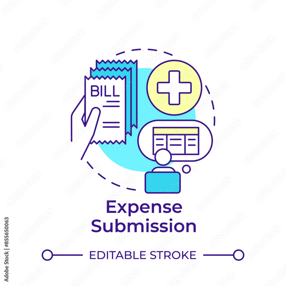 Expense submission multi color concept icon. Cost control, billing ...