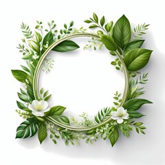 Wall Mural - Greenery frame template with place for text for wedding invitation, card, banner, poster, sticker, cover.