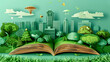 © Sawyer0 - The illustration, cut from paper, shows an open book whose pages show an idyllic, green city. This unique art form conveys the idea of ​​ecological and environmentally friendly urban development.