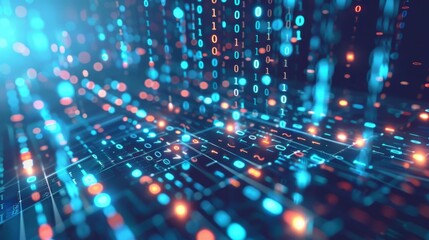 Binary code background illustration generated by ai