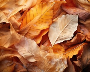 Wall Mural - Dry autumn leaves in nature