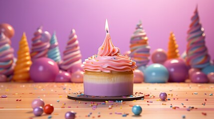 Canvas Print - birthday cake and candles