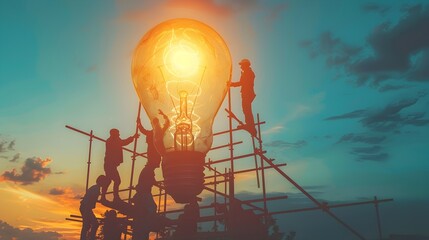 Collaborative Visionaries Building Monumental Lighting Sculpture at Sunset