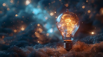 Wall Mural - cosmic light bulb floating idea representing universal and creativity