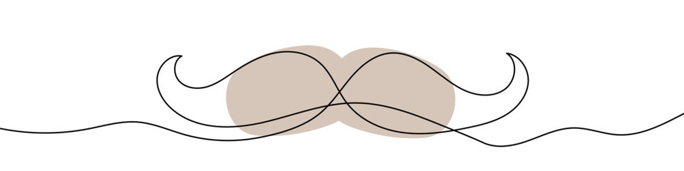Wall Mural - continuous editable line drawing of mustache icon. one line drawn mustache. vector illustration. mus