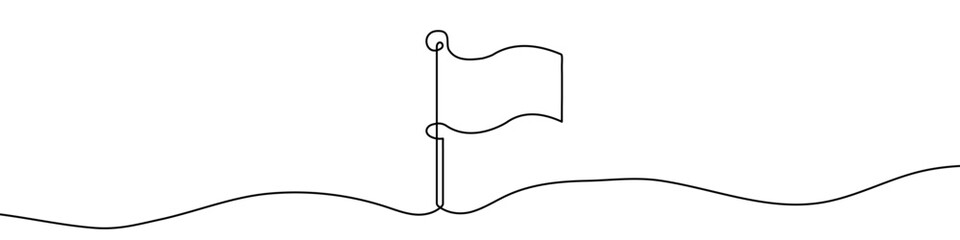 Wall Mural - Continuous editable line drawing of flag. One line drawing of flag icon. Vector illustration. Flag icon in one line.