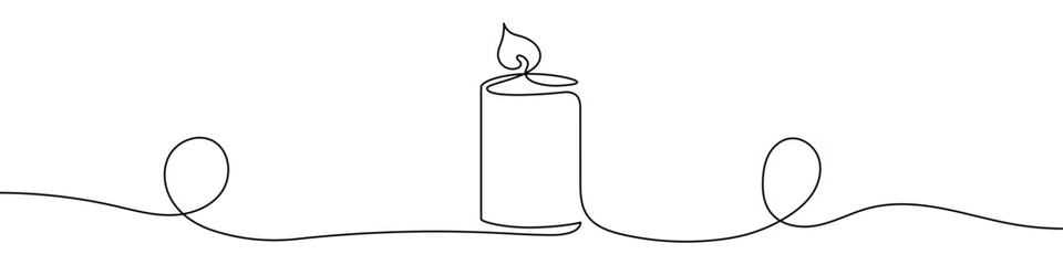 Wall Mural - continuous editable line drawing of candle. one line drawing background. vector illustration. candle