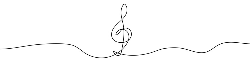 Wall Mural - continuous editable line drawing of treble clef. one line drawing of treble clef icon. vector illust