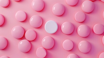 Canvas Print - Pink Pills with a White Circle in the Center