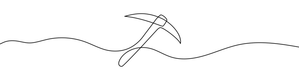 Wall Mural - continuous editable line drawing of pickaxe. one line drawing of pickaxe icon. vector illustration. 
