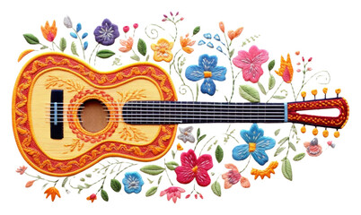 Poster - PNG Guitar embroidery pattern guitar art.