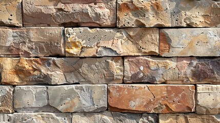 Wall Mural - A brick wall with a brown and tan color