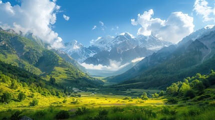 A beautiful mountain range with a clear blue sky