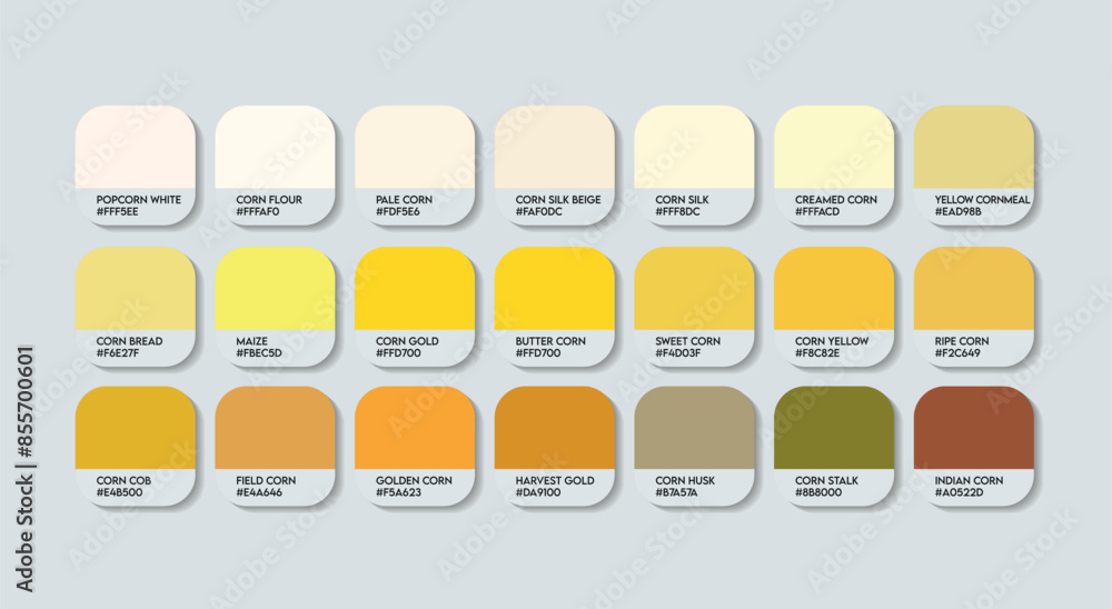 Corn Color Palette, Corn Color Guide Palette with Color Names. Catalog ...