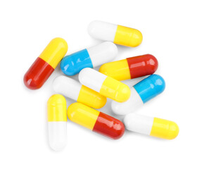 Wall Mural - Many antibiotic pills isolated on white, top view