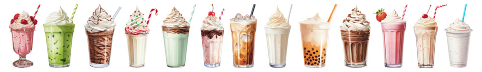 Wall Mural - Digital paint of sweet drink png element set on transparent background