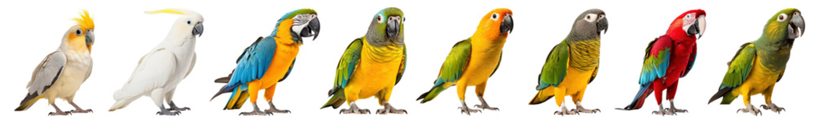 Sticker - Colorful cute parrots png element set on transparent background