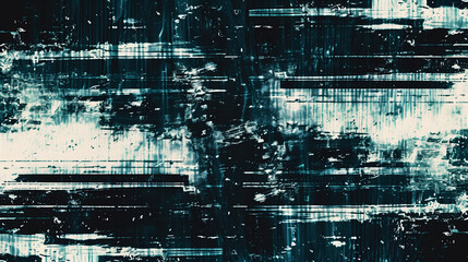 Wall Mural - Glitch texture. Old film overlay. Blue white analog noise dust scratches stains lines distressed grunge dark illustration abstract background.
