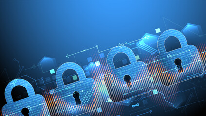 Secure digital background. Virtual confidential, programming protection. Hand drawn vector.