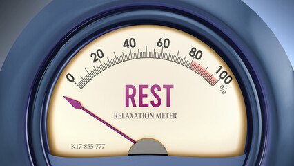 Rest and Relaxation Meter that hits less than zero, showing an extremely low level of rest, none of it, insufficient. Minimum value, below the norm. Lack of rest. ,3d illustration
