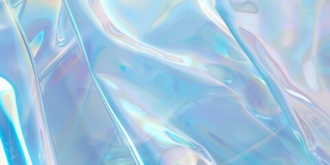 Blueish macro minimalist holographic background, smooth forms, shapeless, glass aspect ratio 2:1 , banner, website