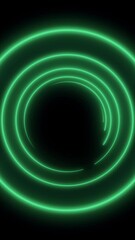 Canvas Print - widening circles creating tunnel effect. media. green neon laser circles on a black background. vert