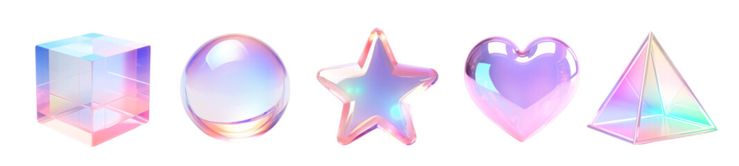 Wall Mural - 3d holographic shape set